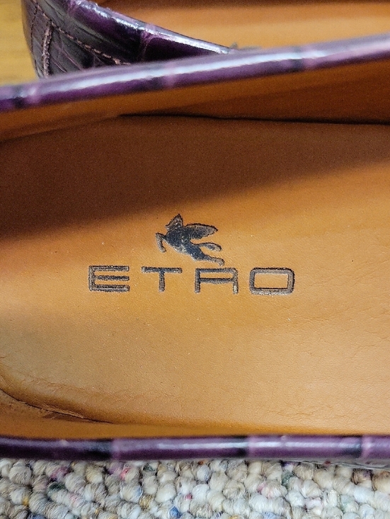 Etro Purple Croc-Embossed Leather Penny Loafers Men\'s 44 (US 11) office Business main image 6
